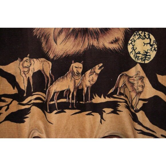 VTG Reversible Plush Fleece Blanket Lion Zebra Elephant Moon Wolf Pack Night Sky - Picture 7 of 7